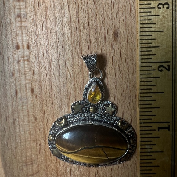 Tiger Eye & Citrine 925 Pendant - Picture 5 of 5